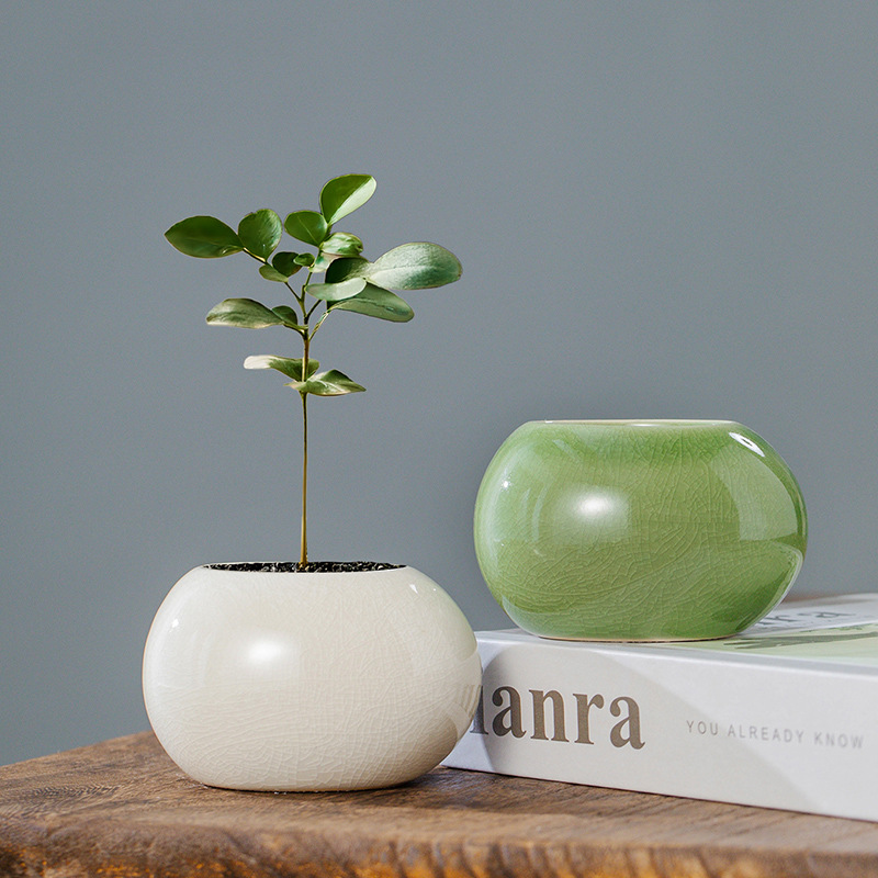 3D Printing Pot - Ice Crack Glazed Ceramic Flower Pot,