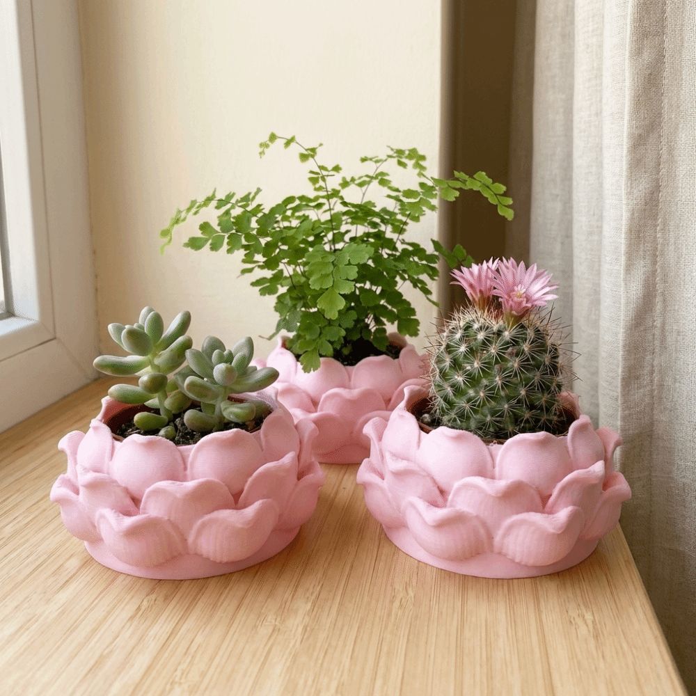 3D Printing Pot - Lotus Shaped Succulent Plant Pot 3D
