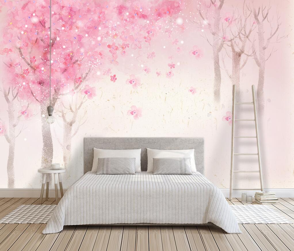 3D Printing Heat Resistant Material - Pink Cherry Blossom Background Wall Painting
