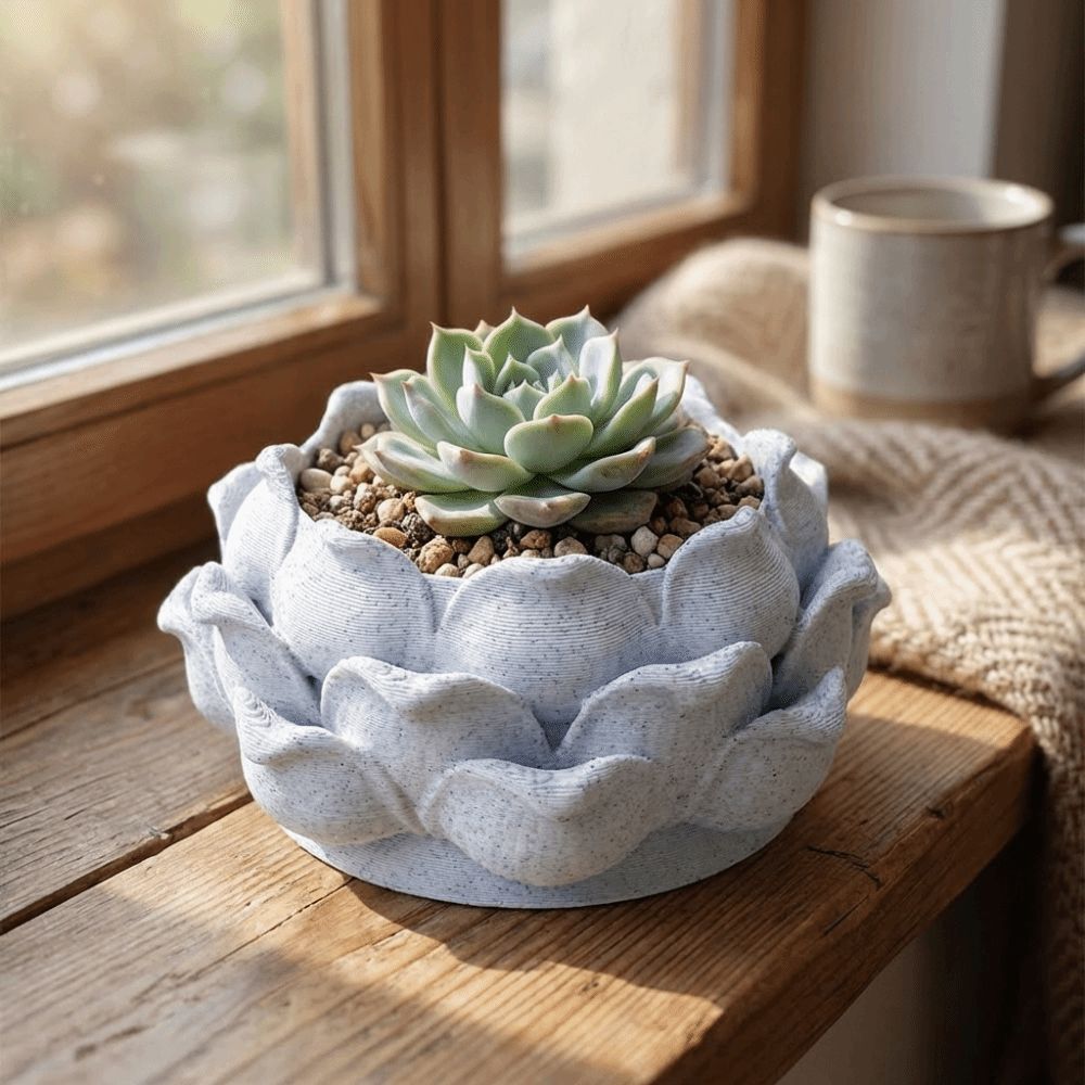 3D Printing Pot - Lotus Shaped Succulent Plant Pot 3D