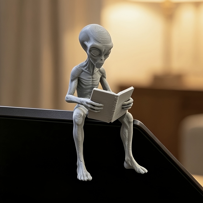 Reading Alien Mini Figurines 3 - 3D Printing Office Setup review and price