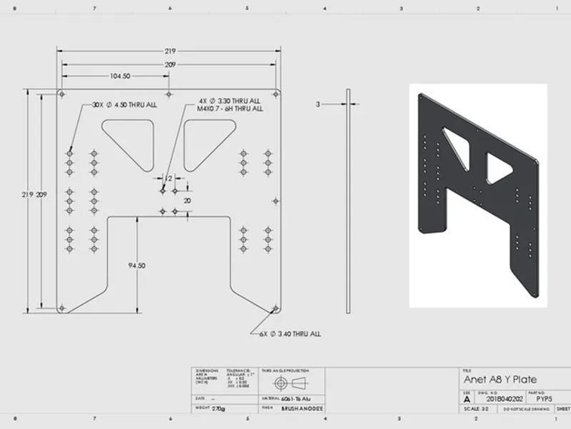 1PC Anet A8 A6 3D Printer Y-Ca - 3D Printing Workshop review and price