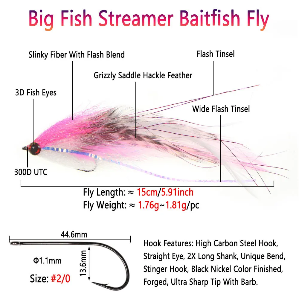 1/4pcs 2/0 5.91inch Big Stream - 3D Printing Lure review and price