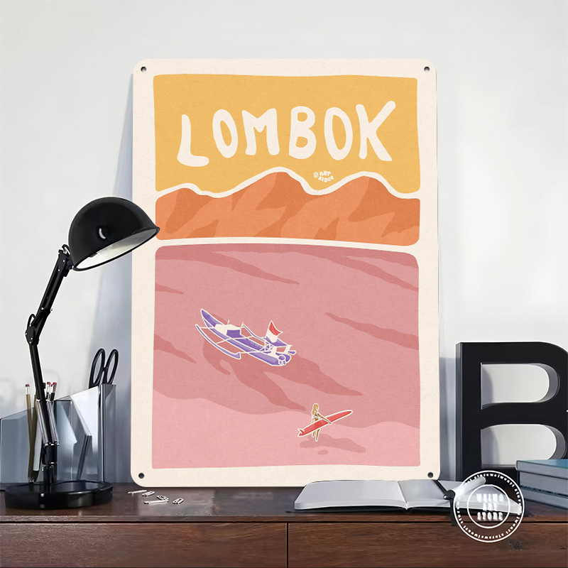Bali Lombok Surf Poster Retro  - 3D Printing Bali review and price