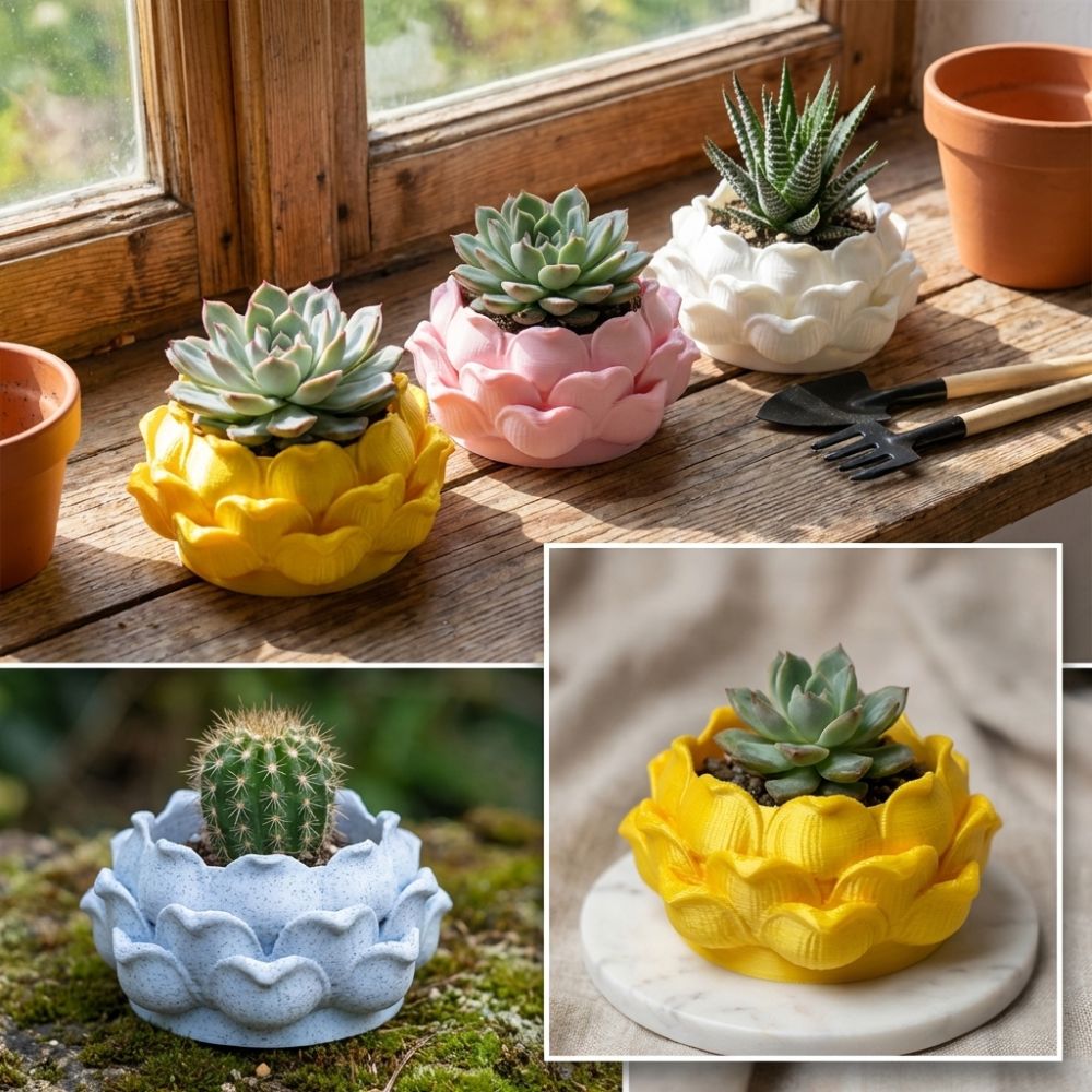 Lotus Shaped Succulent Plant P - 3D Printing Pot review and price